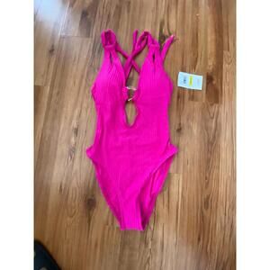 Becca by Rebecca Hot Pink Fushia One-Piece Swimsuit, MSPR$138 NWT Medium